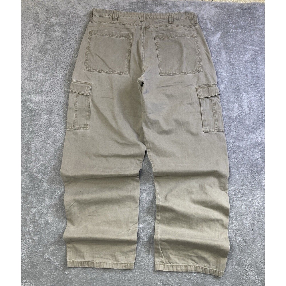 Wrangler Cargo Pants Men Beige Measures 35x32.5 No Sizing Baggy Grunge Workwear - Picture 3 of 14